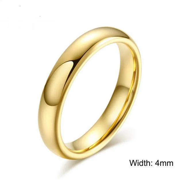 100% Pure Tungsten Rings 4mm and 6mm Wide Gold-Color Unisex Wedding Rings