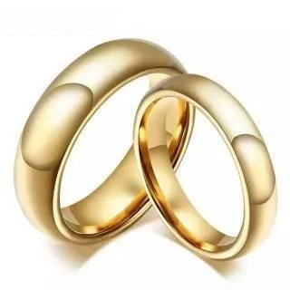 100% Pure Tungsten Rings 4mm and 6mm Wide Gold-Color Unisex Wedding Rings