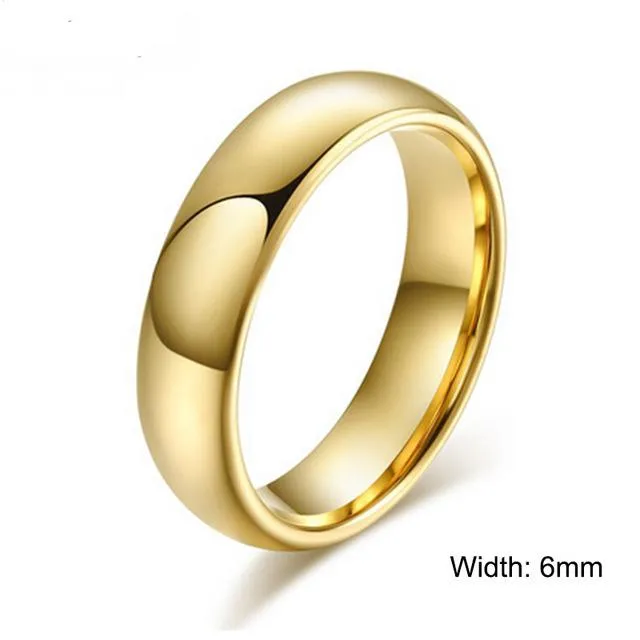 100% Pure Tungsten Rings 4mm and 6mm Wide Gold-Color Unisex Wedding Rings