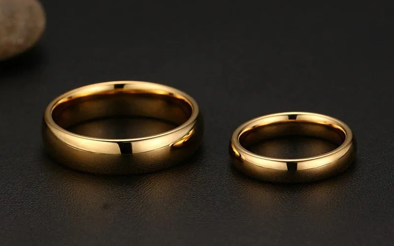 100% Pure Tungsten Rings 4mm and 6mm Wide Gold-Color Unisex Wedding Rings