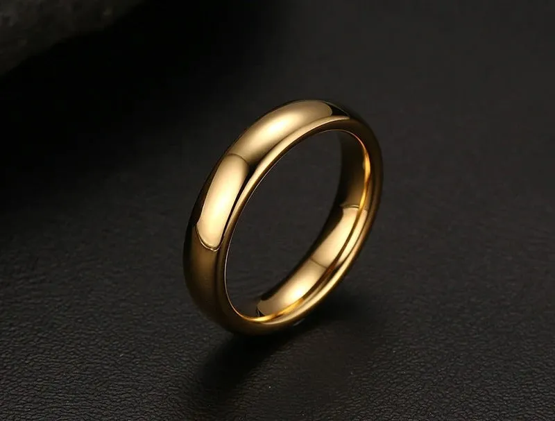 100% Pure Tungsten Rings 4mm and 6mm Wide Gold-Color Unisex Wedding Rings