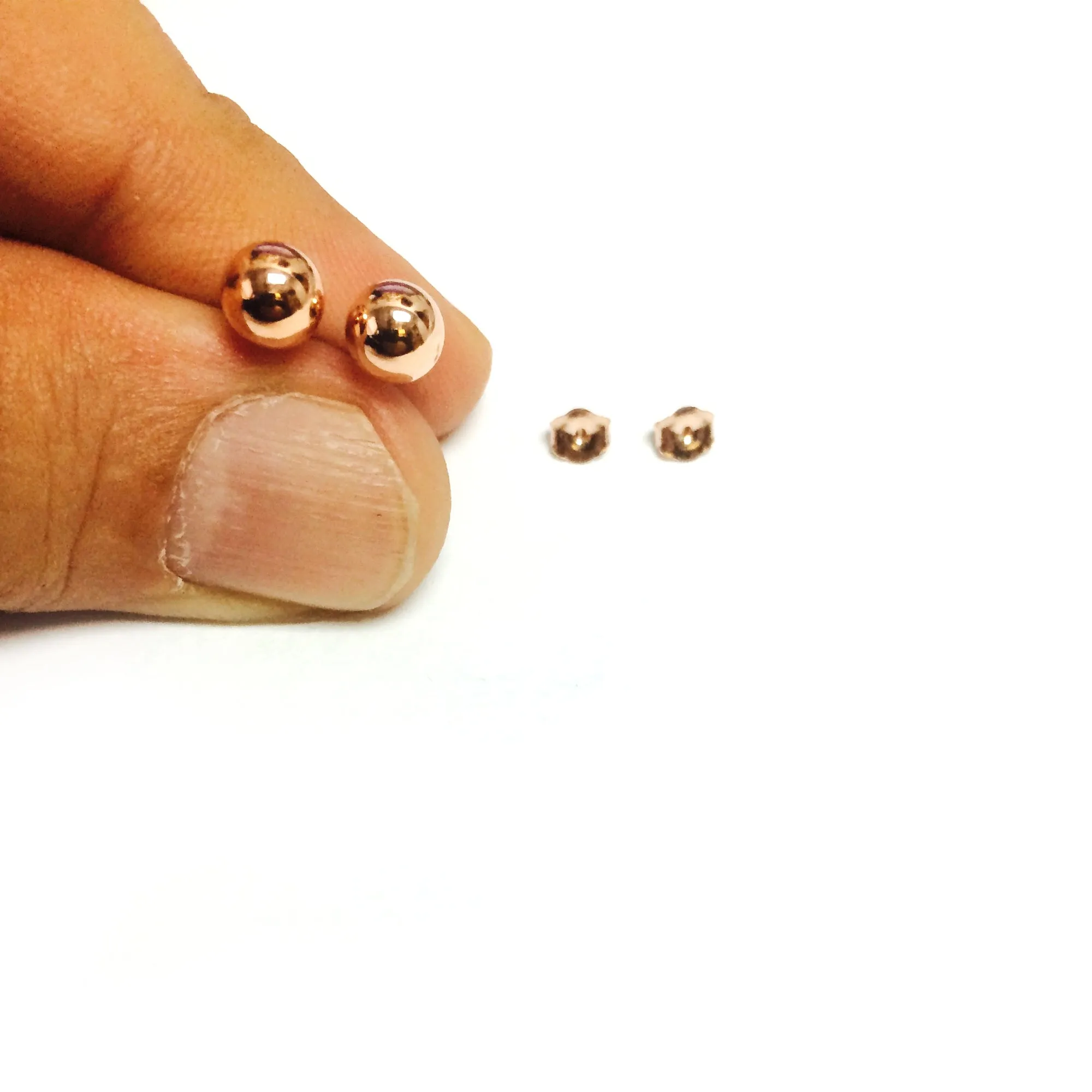 14K Rose Gold Ball Stud Earrings