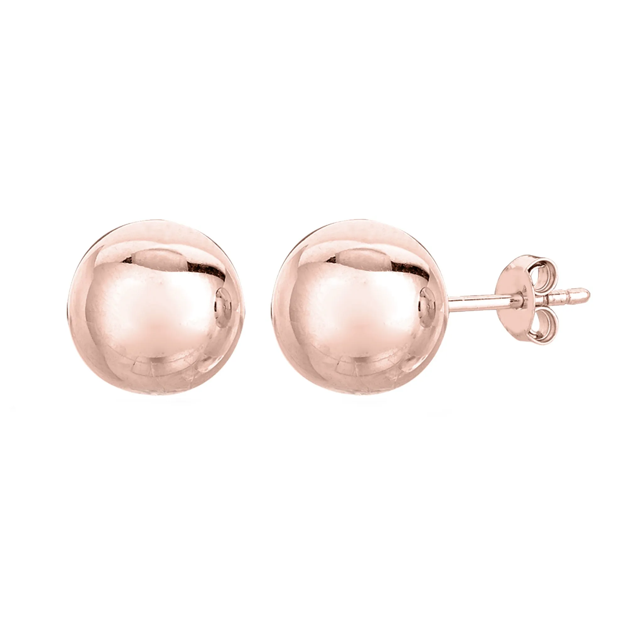 14K Rose Gold Ball Stud Earrings