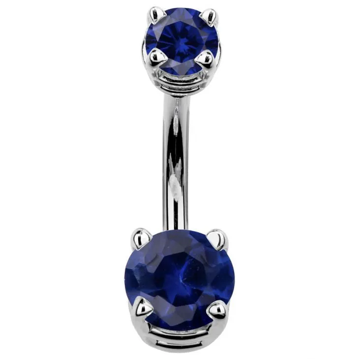 14K White Gold Belly Rings with Gemstones