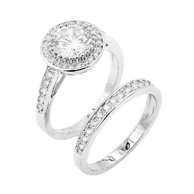 2PCS Gold Silver Plated CZ Embellished Rings