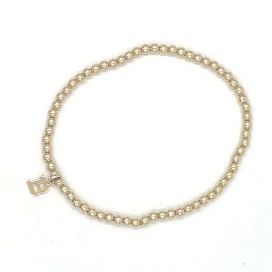 3mm Gold Filled Initial Charm Waterproof Bracelets