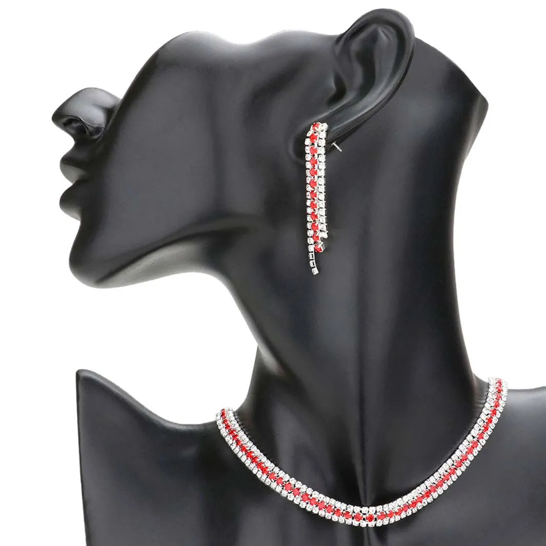 3Rows Rhinestone Pave Choker Necklace