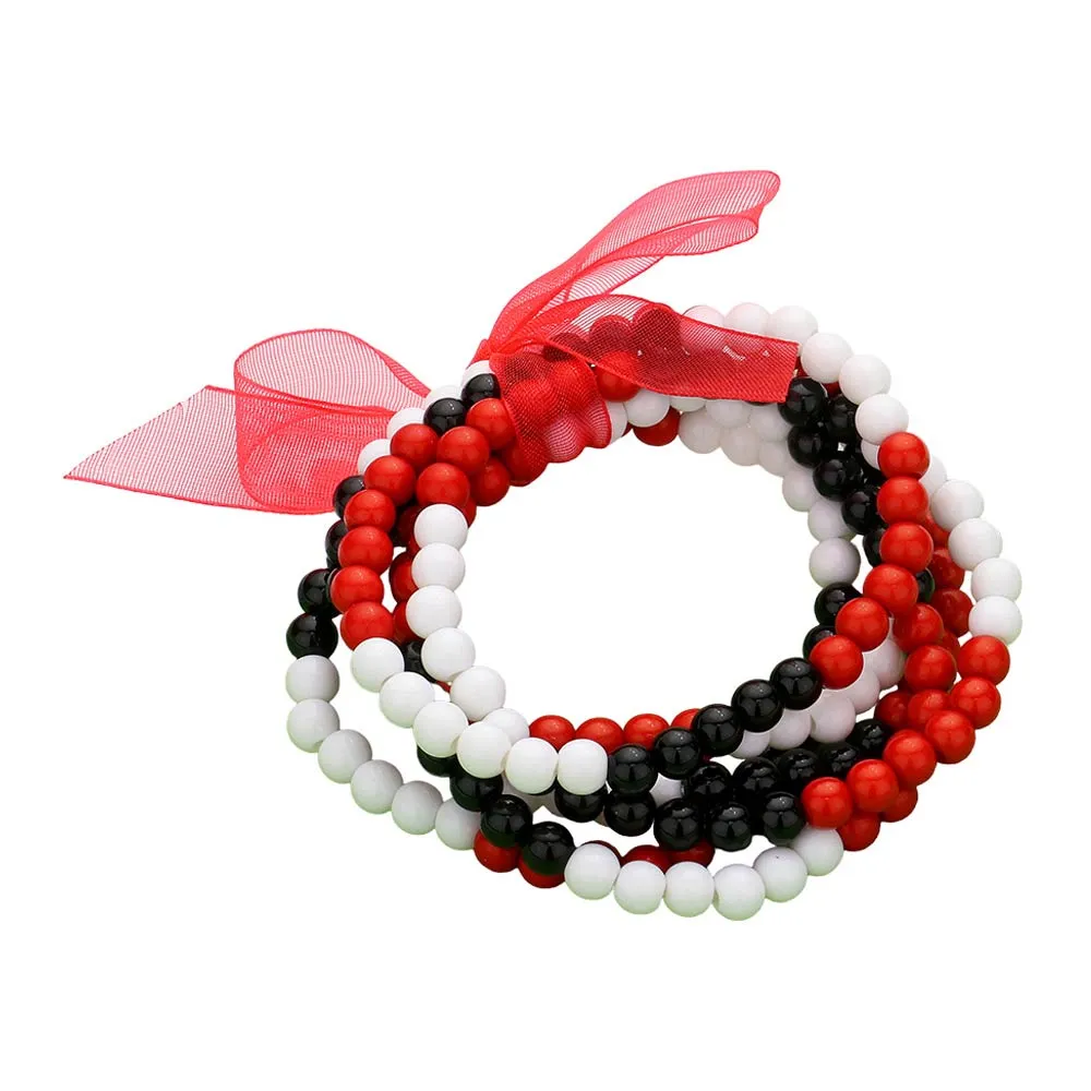 6PCS Game Day Beaded Stretch Bracelets