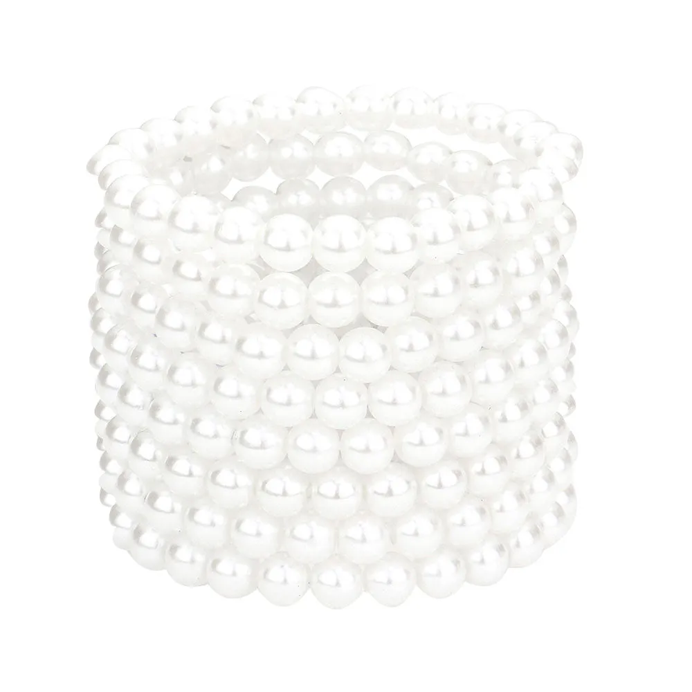 8PCS Pearl Stack Stretch Bracelets