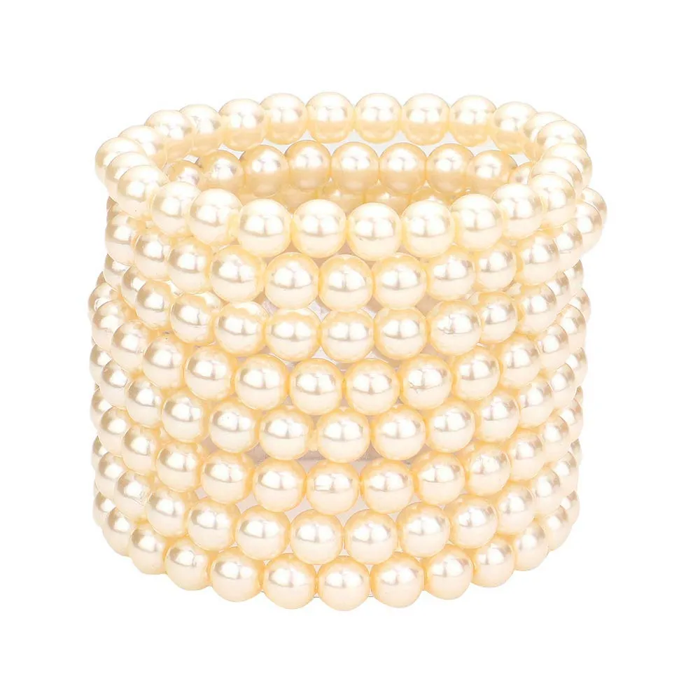 8PCS Pearl Stack Stretch Bracelets