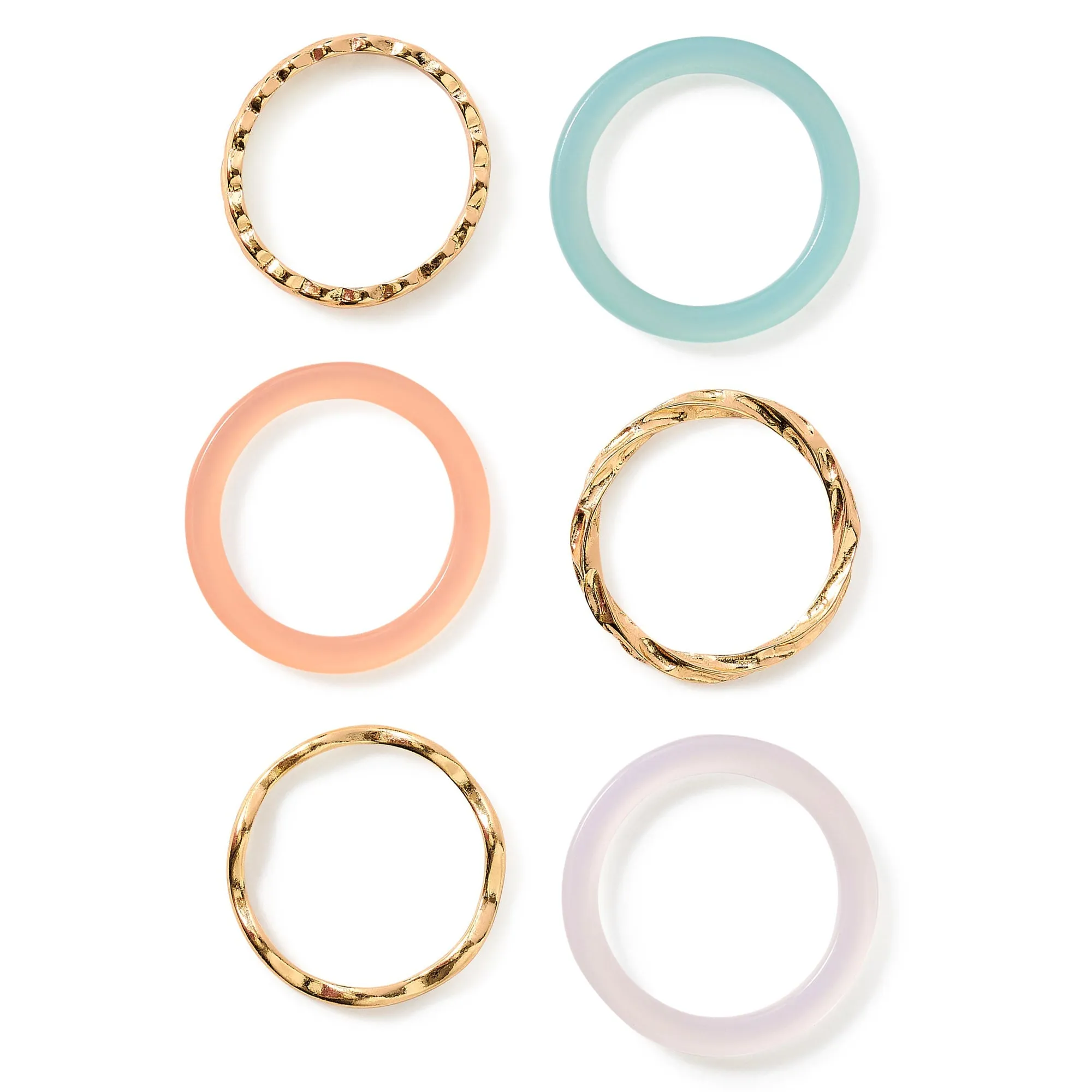 90S Flashback Pack of 6 Skinny Resin Rings-Small