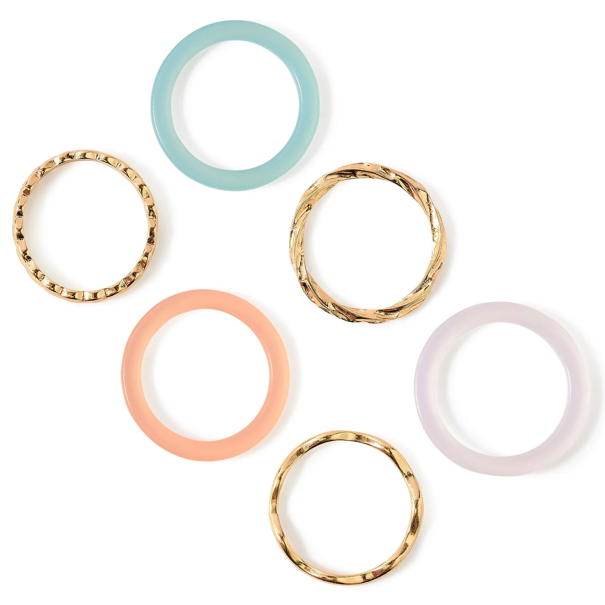 90S Flashback Pack of 6 Skinny Resin Rings-Small