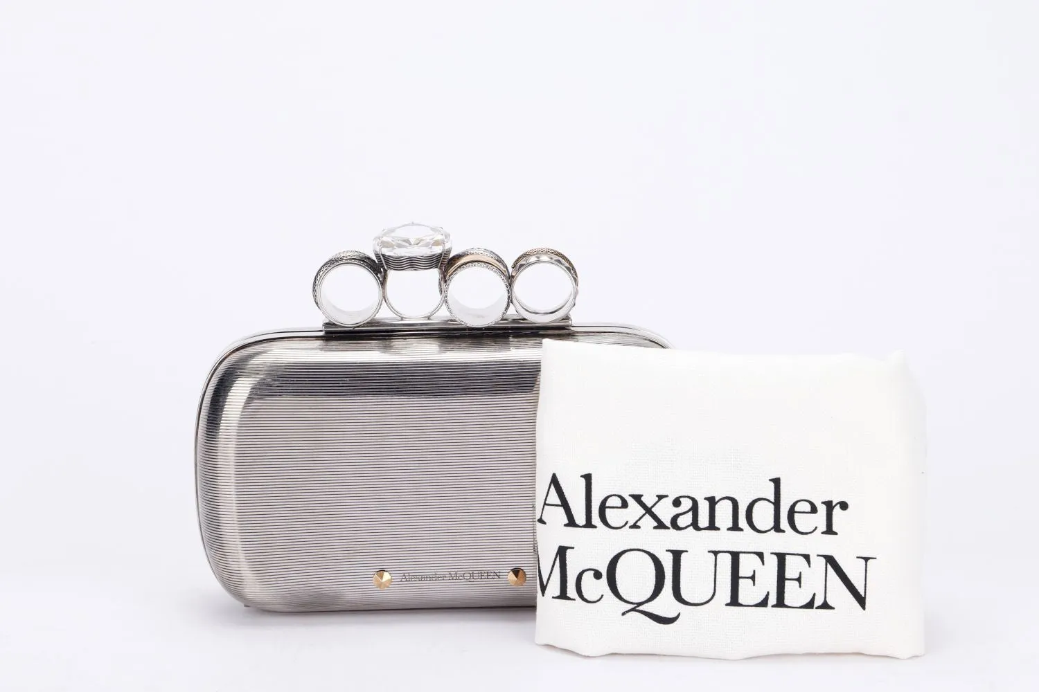 Alexander McQueen Rings Clutch, Silver Color, with Dust Cover