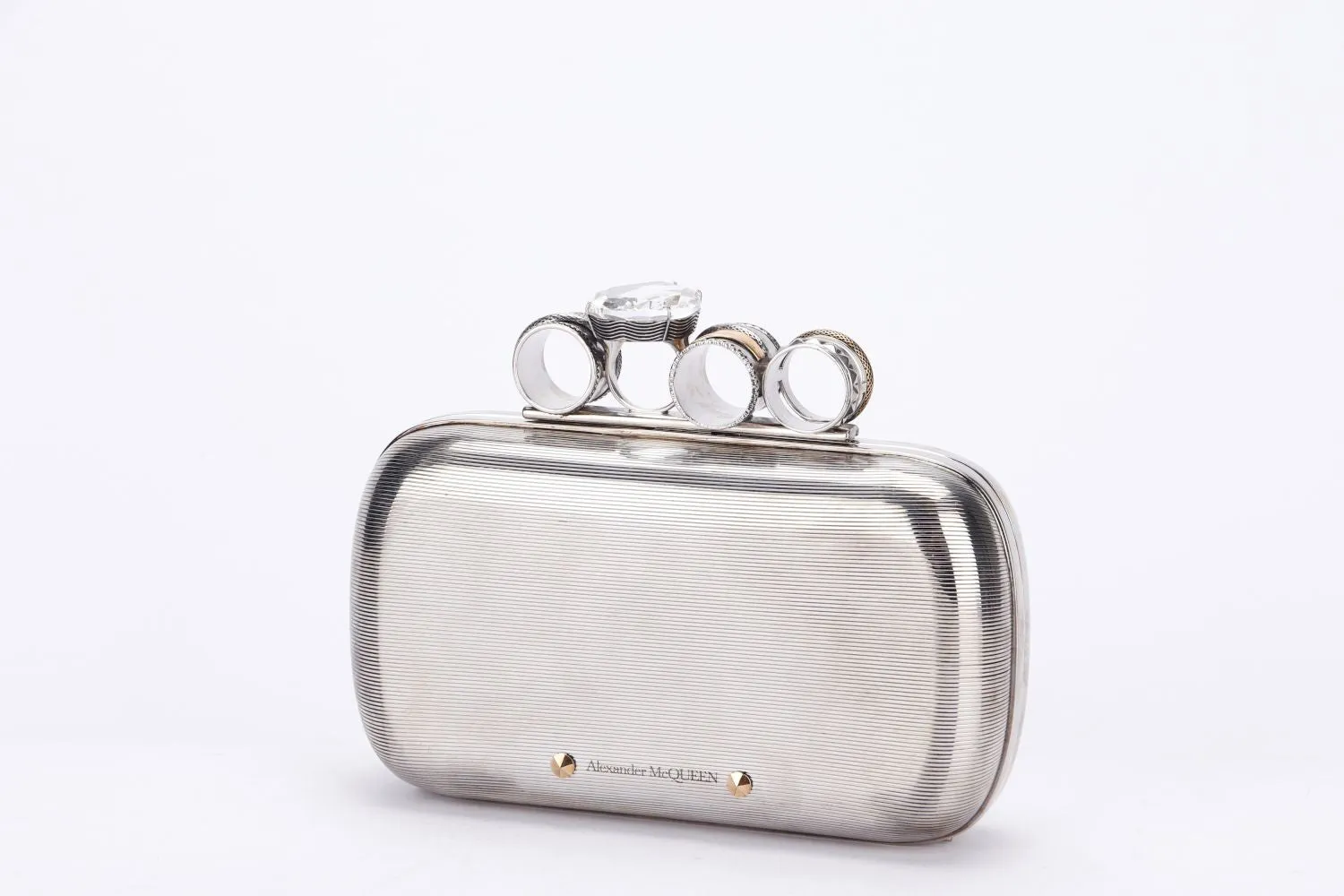 Alexander McQueen Rings Clutch, Silver Color, with Dust Cover