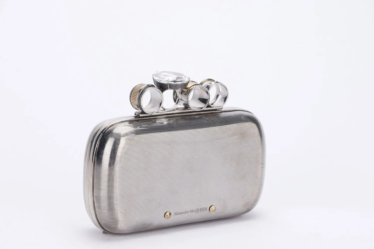 Alexander McQueen Rings Clutch, Silver Color, with Dust Cover