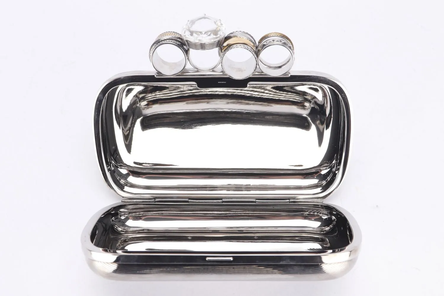 Alexander McQueen Rings Clutch, Silver Color, with Dust Cover