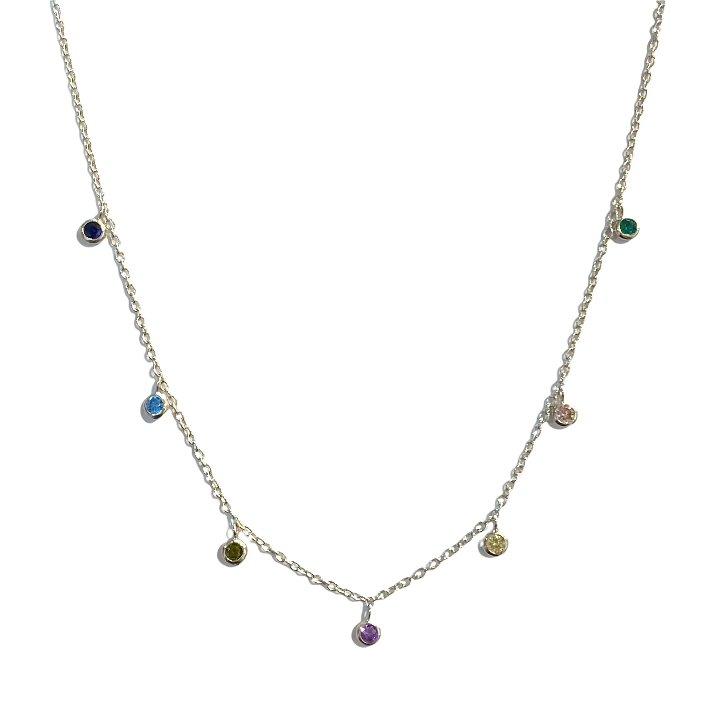 Amy Dainty Bezel Rainbow Choker