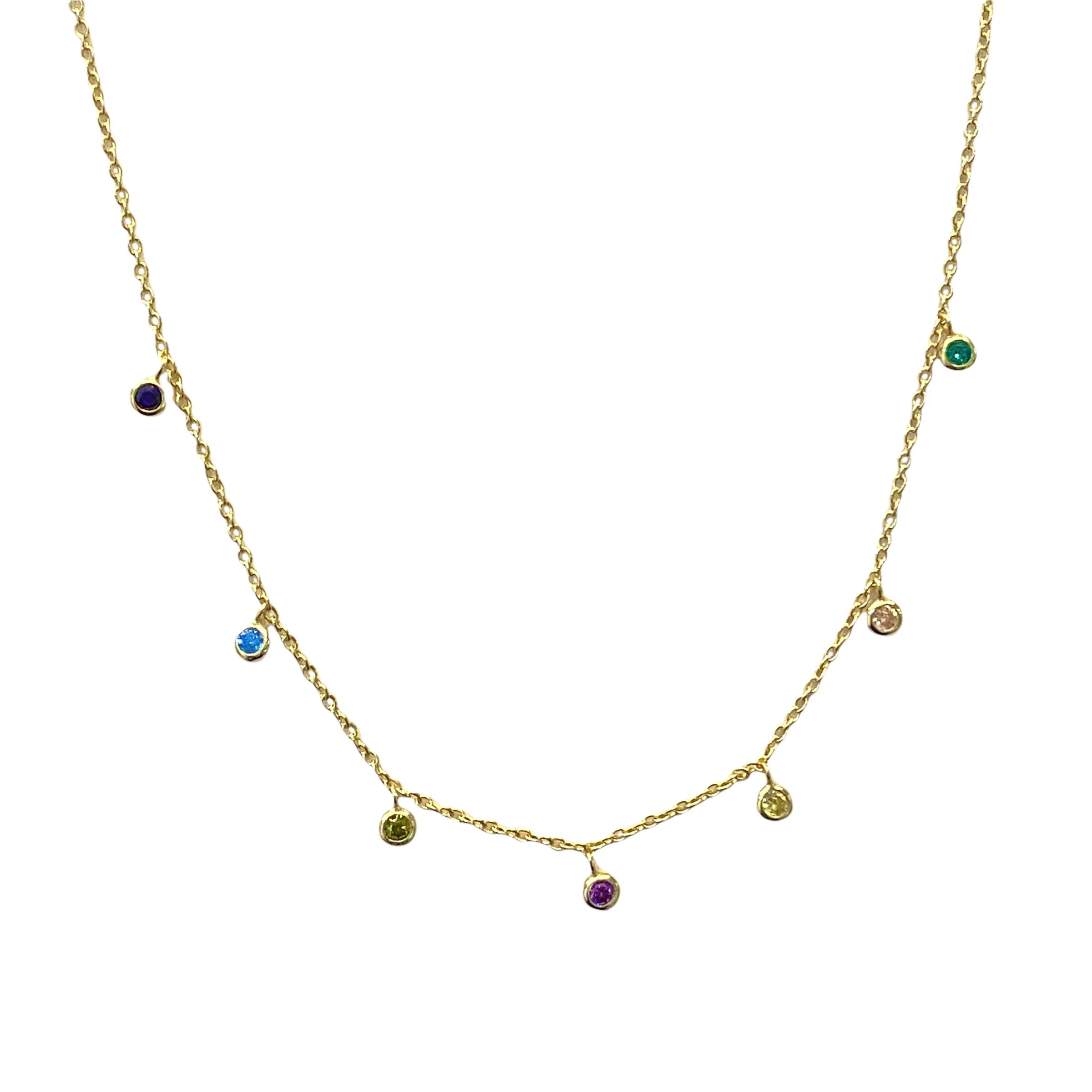 Amy Dainty Bezel Rainbow Choker