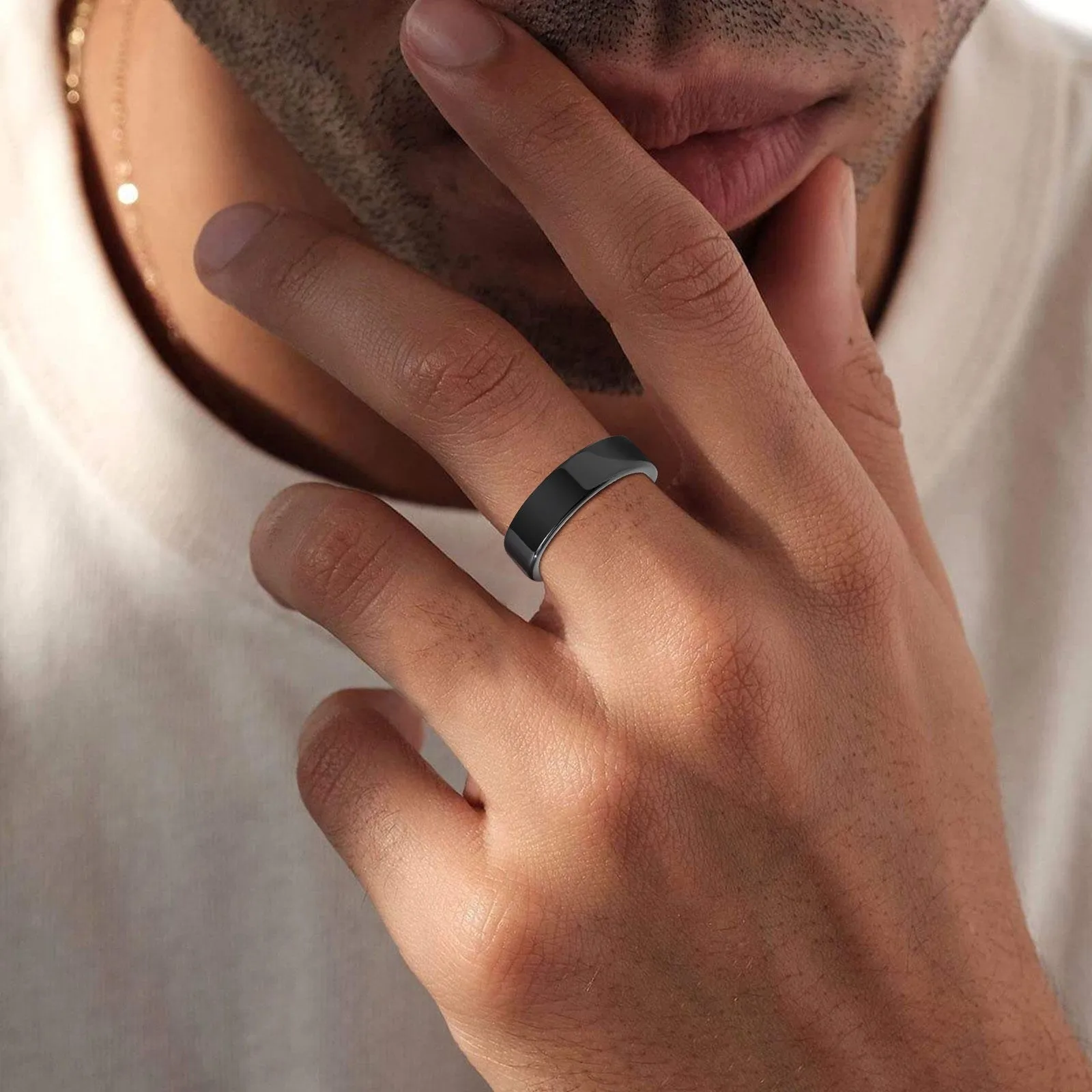 Basic Wedding Bands Simple Ceramic Rings for Men with Smooth Surface