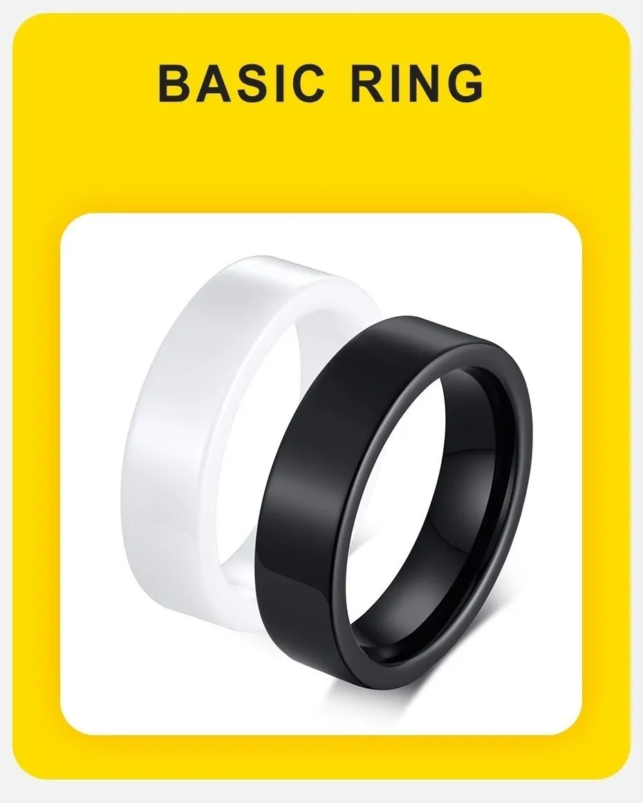 Basic Wedding Bands Simple Ceramic Rings for Men with Smooth Surface