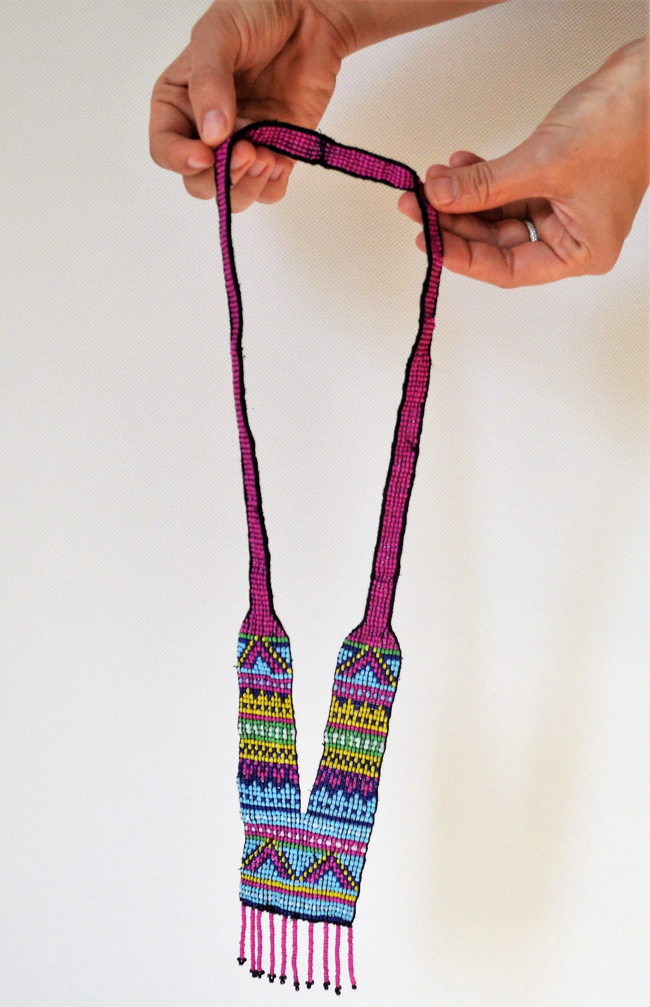 Beaded tribal necklace, Egyptian boho necklace, Purple beaded necklace