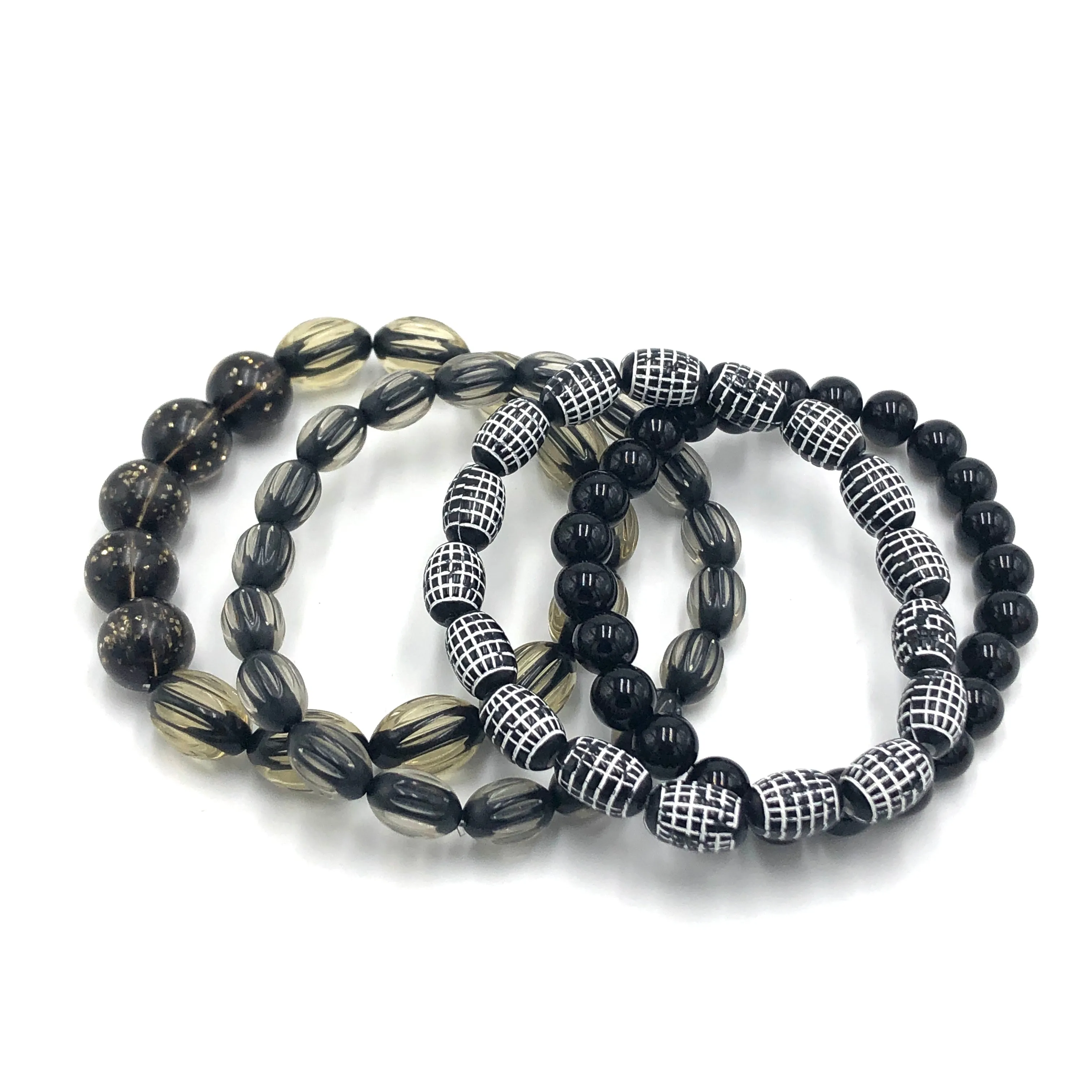 Black & Bling Stack & Stretch Bracelets Set