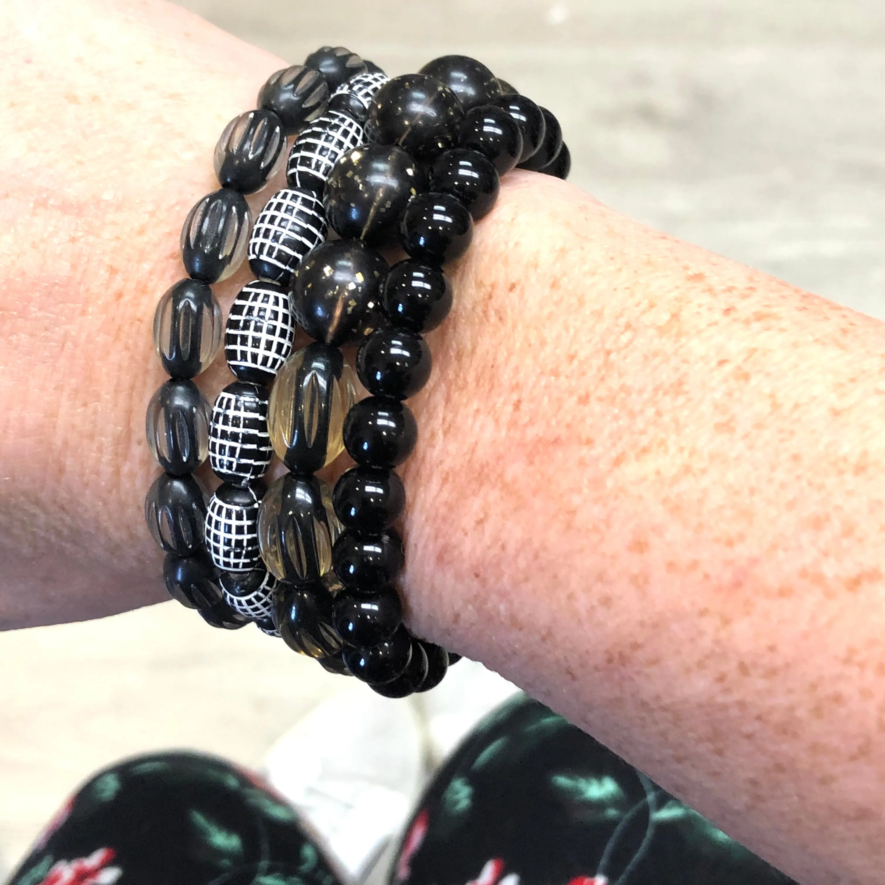 Black & Bling Stack & Stretch Bracelets Set