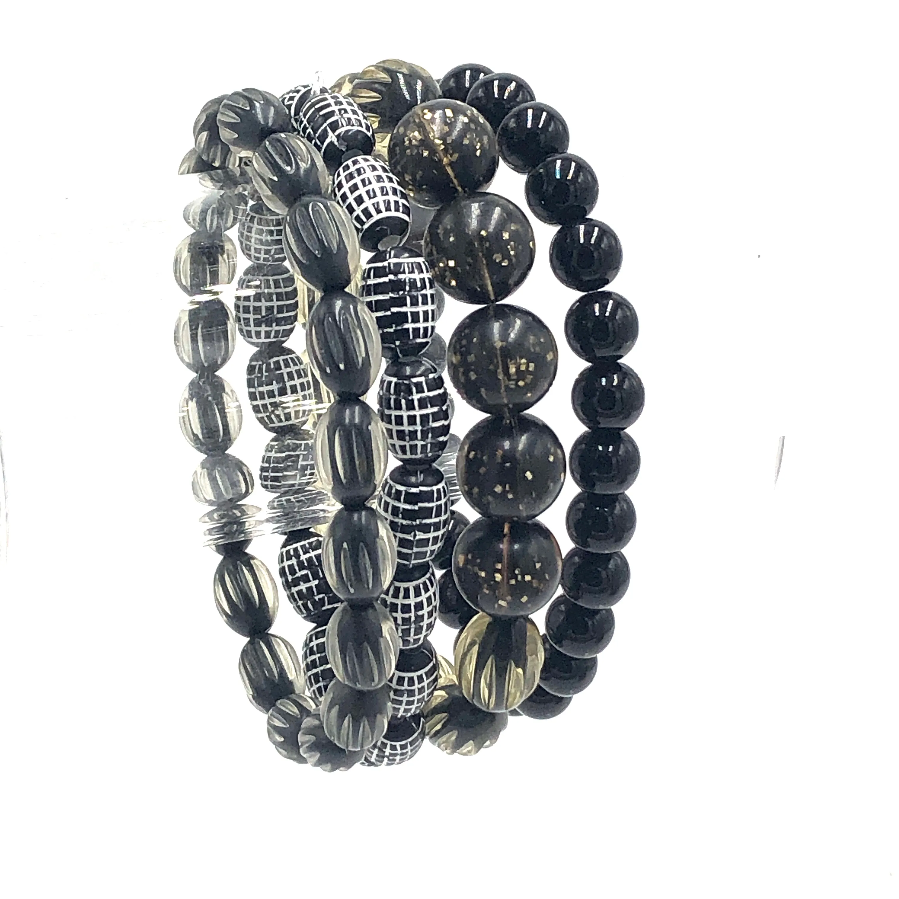 Black & Bling Stack & Stretch Bracelets Set