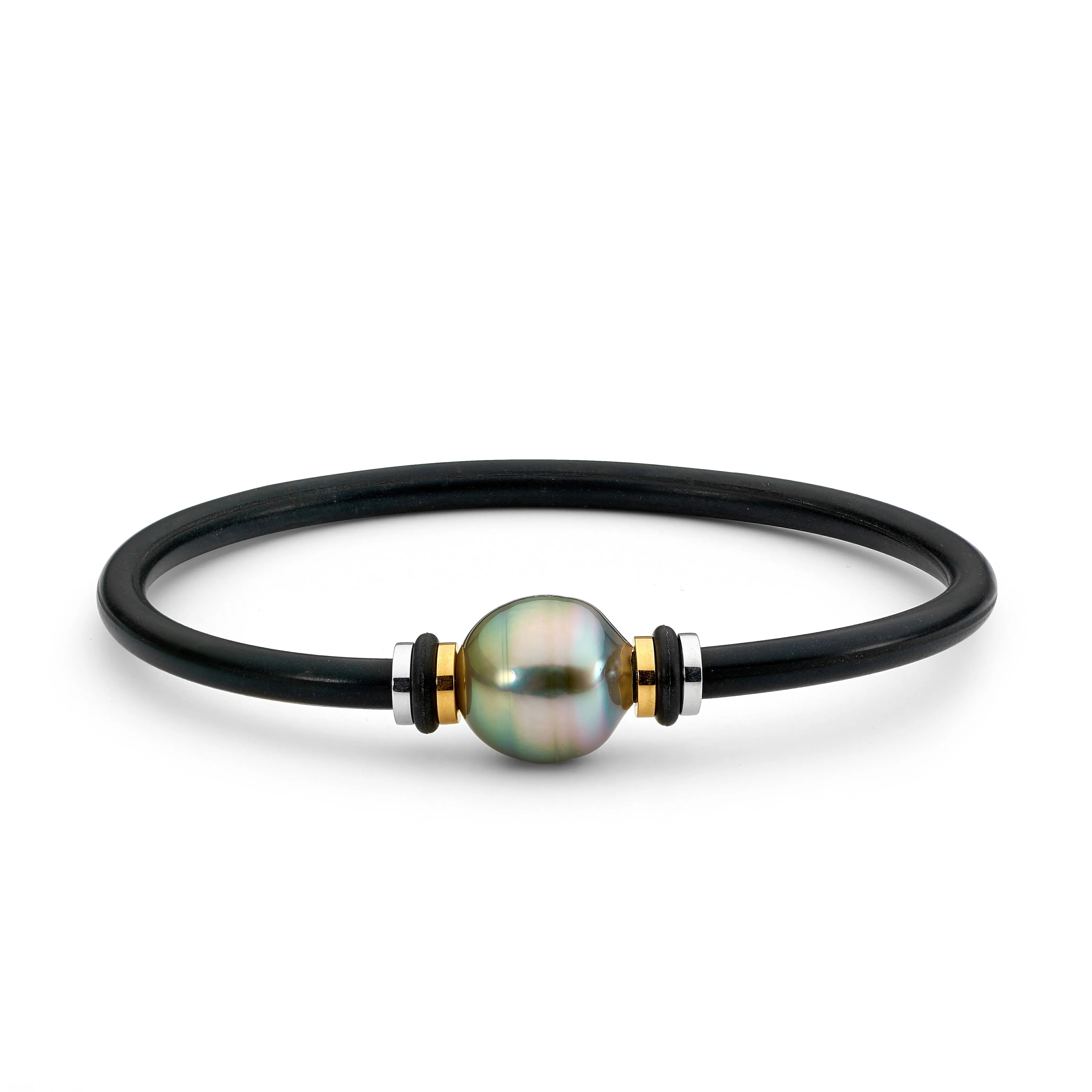 Black Pearl & Yellow Gold Bangle