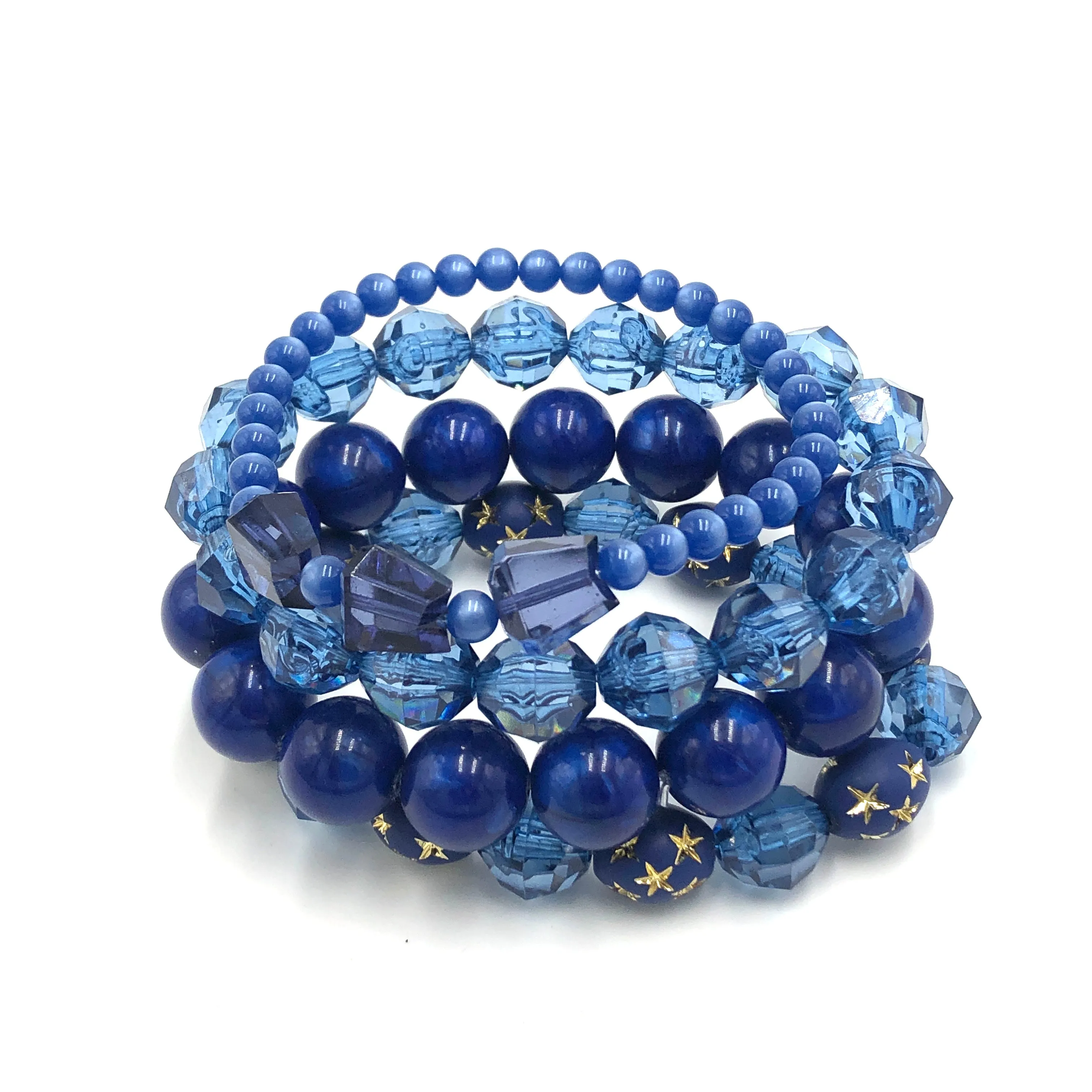 Blues & Stars Stack and Stretch Bracelets Set