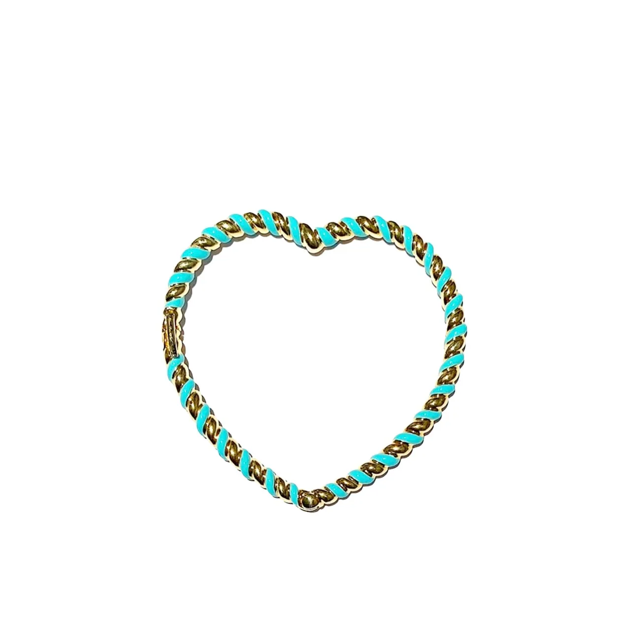 Braided Gold & Enamel Heart Bangle Bracelet