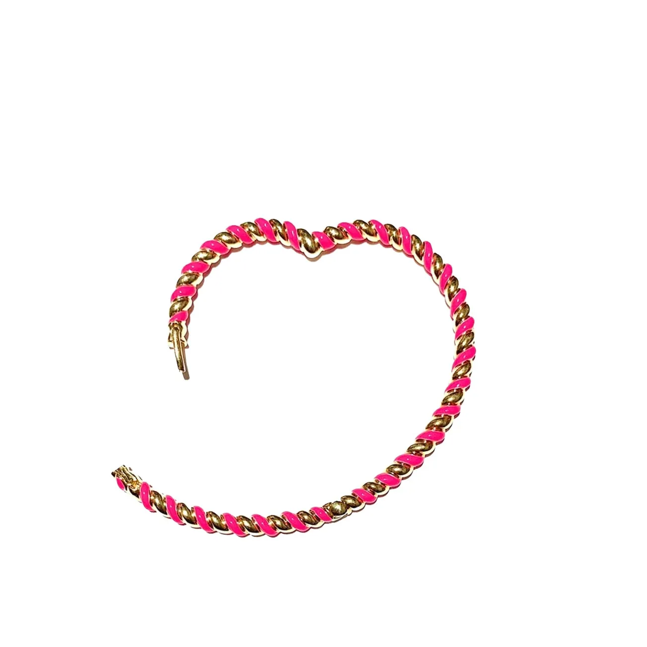 Braided Gold & Enamel Heart Bangle Bracelet