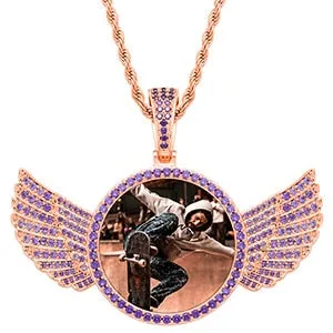 Brand New Wing Photo Medallion Necklace- Personalized Photo Medallion Necklace