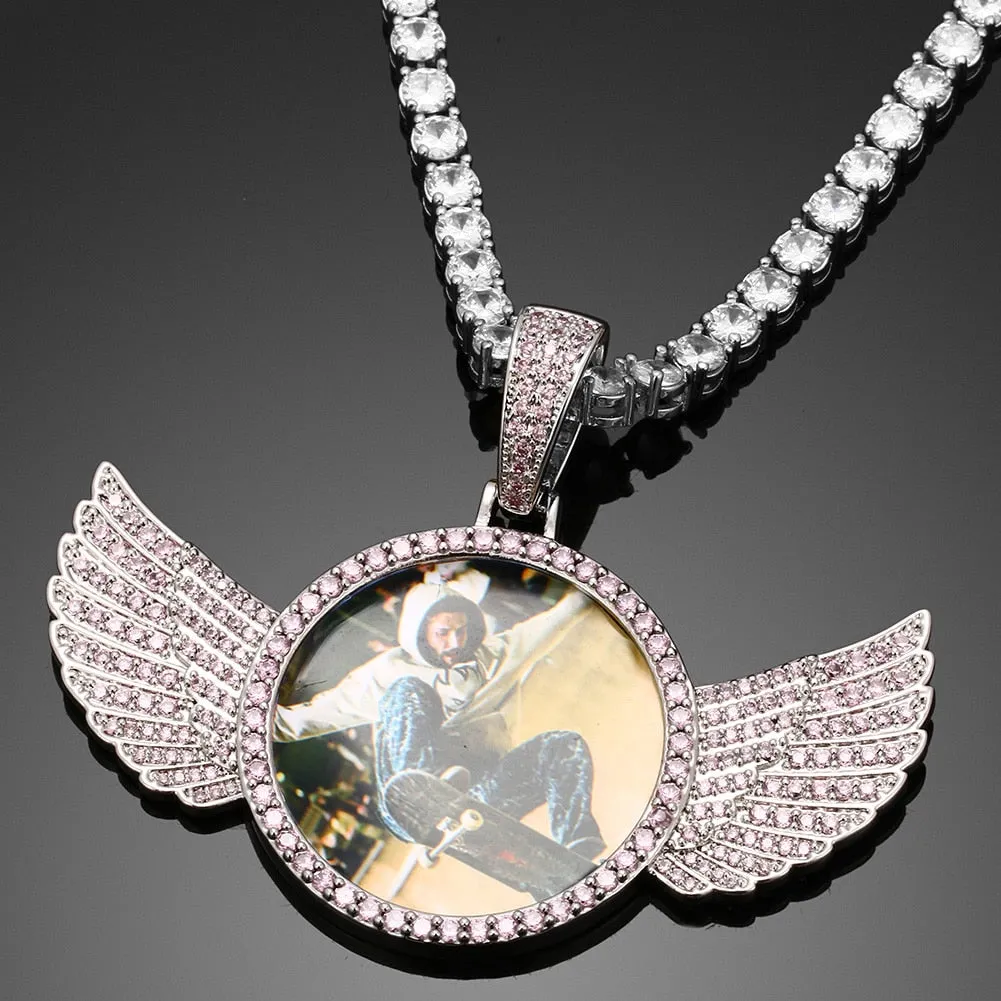 Brand New Wing Photo Medallion Necklace- Personalized Photo Medallion Necklace