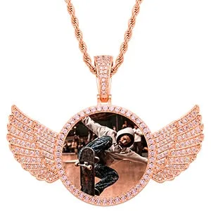 Brand New Wing Photo Medallion Necklace- Personalized Photo Medallion Necklace