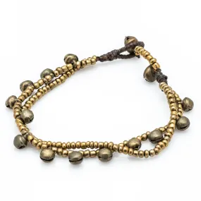 Brass Bell And Brass Bead Double Strand Bracelets