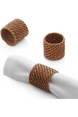 Brown Rattan Napkin Rings Set of 6