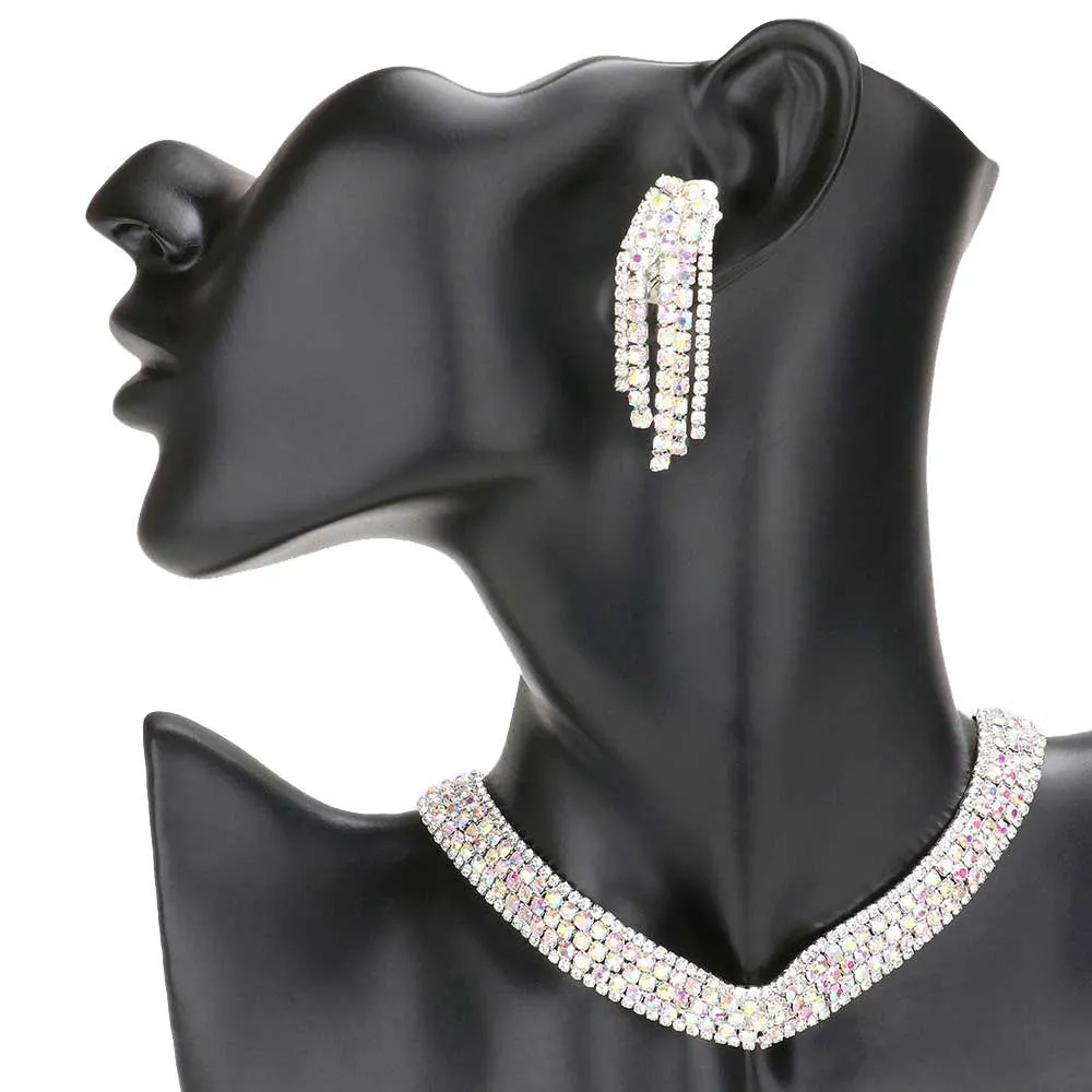 Bubble Crystal Choker Necklace & Clip Earring Set