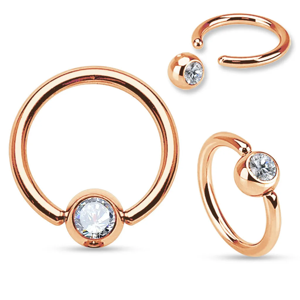 Captive Bead Navel Rings with Rose Gold Plating