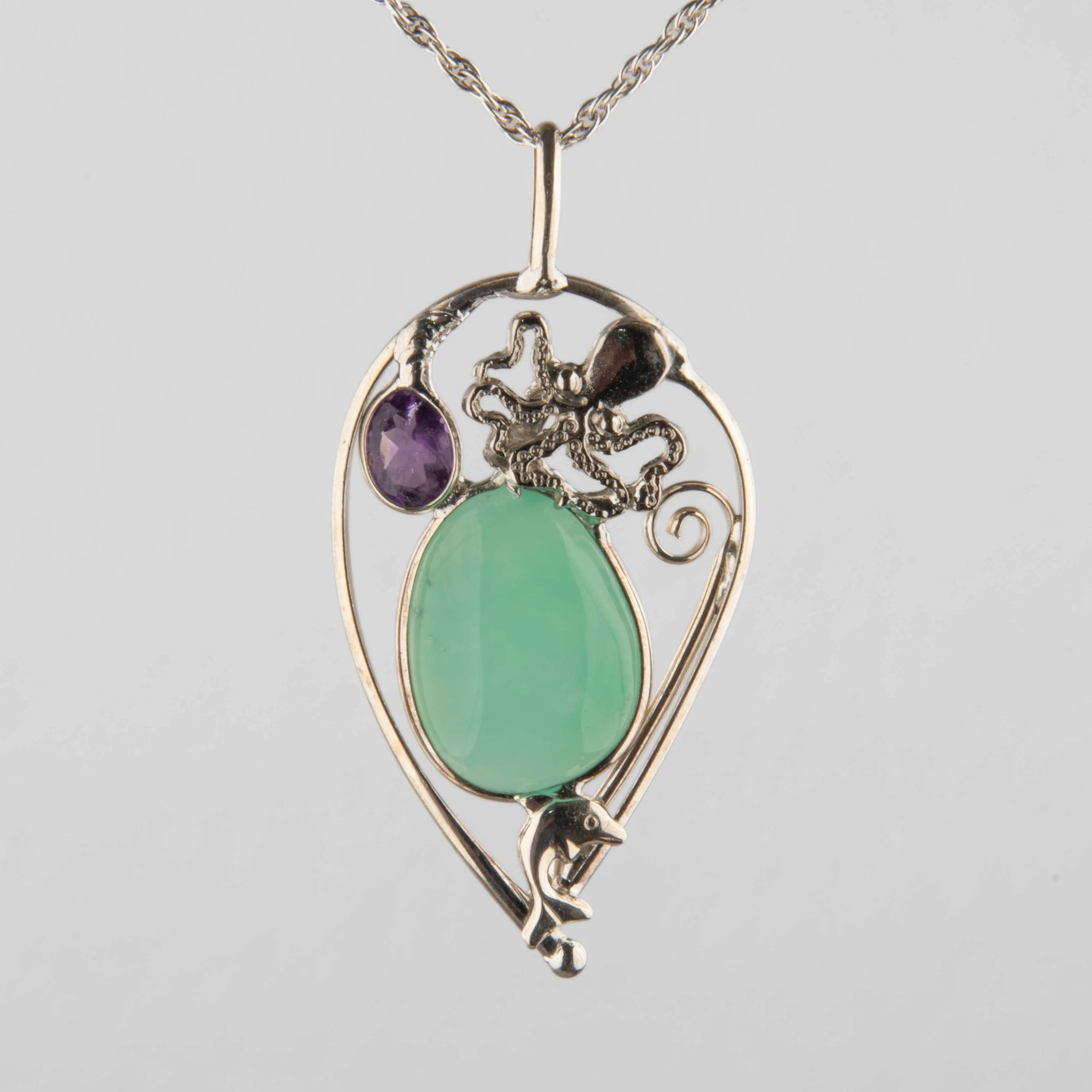 Chrysoprase & Amethyst - Pendant