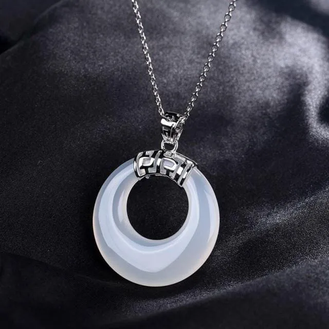 Circle Opal Pendant Necklace