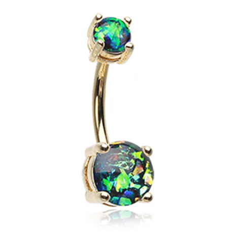 Classic Prong Opal Gleam Belly Rings in Gold