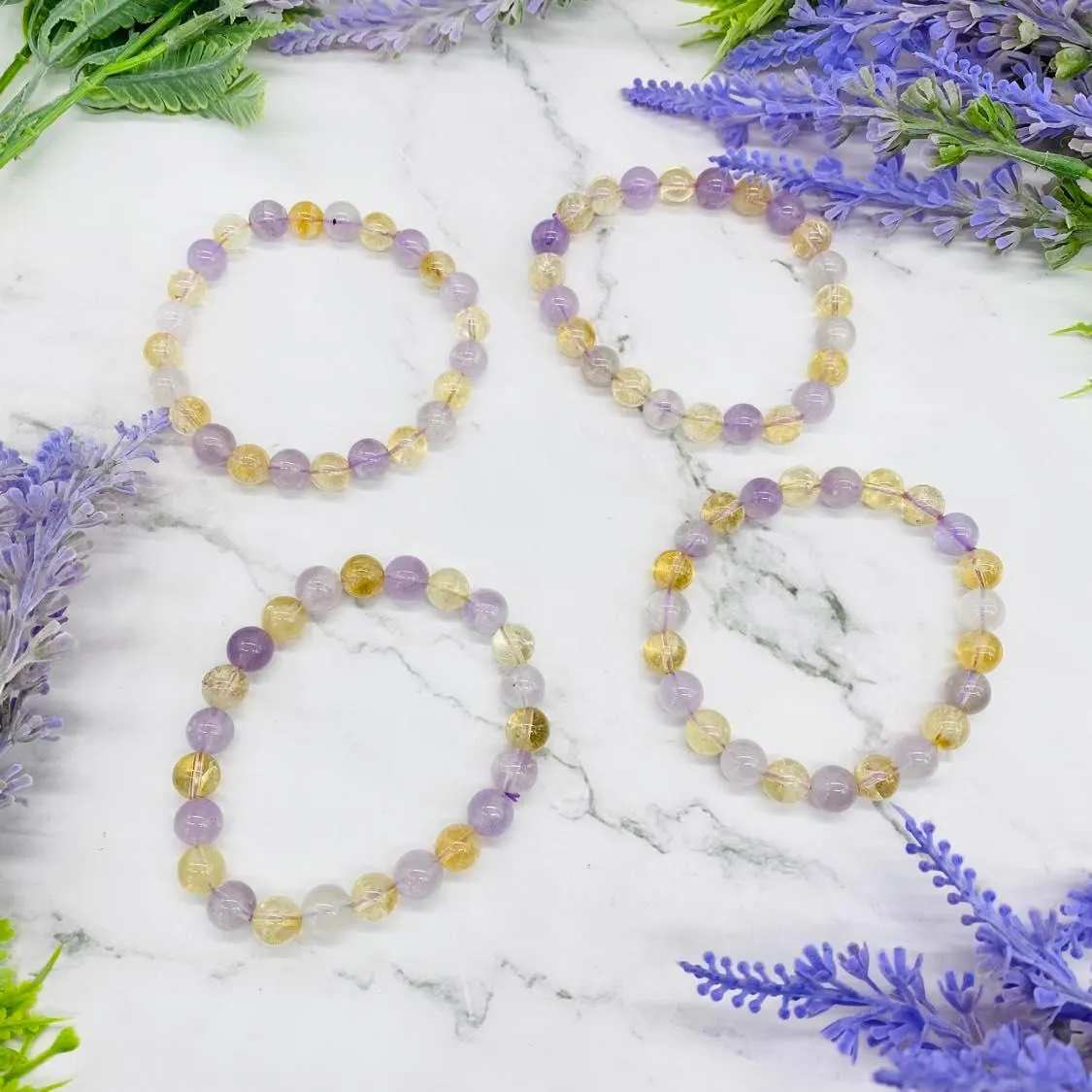 Crystal Bracelets, 8MM Beads, Fluorite Bracelets, Selenite Grounding Bangle, Obsidian Bracelets, Ametrine Set of Four Bracelets