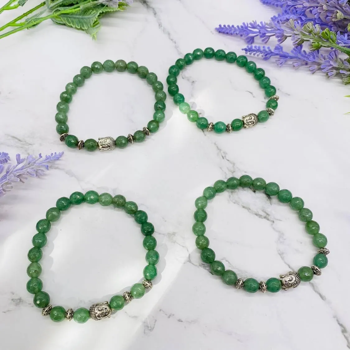 Crystal Bracelets with Buddha Charms, Jasper Bracelets, Aventurine Bracelets, Amazonite Bracelets, 8 mm Beads, Healing Bracelets