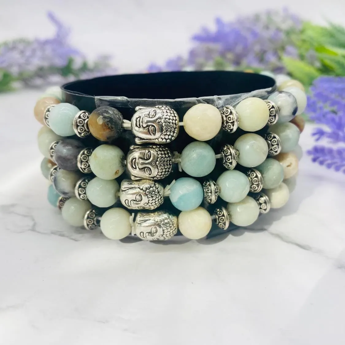 Crystal Bracelets with Buddha Charms, Jasper Bracelets, Aventurine Bracelets, Amazonite Bracelets, 8 mm Beads, Healing Bracelets