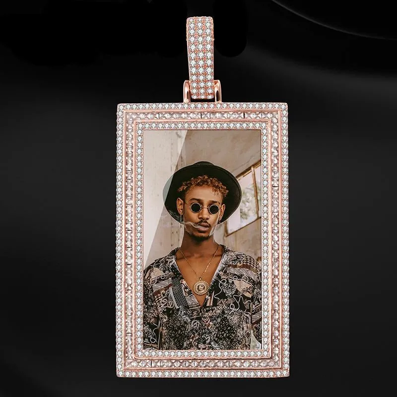 Custom 14k Gold Photo Pendant Necklace-Rectangle Pendant Necklace