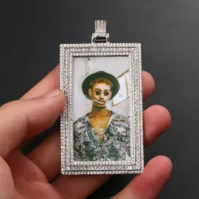 Custom 14k Gold Photo Pendant Necklace-Rectangle Pendant Necklace