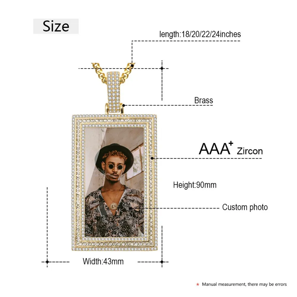 Custom 14k Gold Photo Pendant Necklace-Rectangle Pendant Necklace