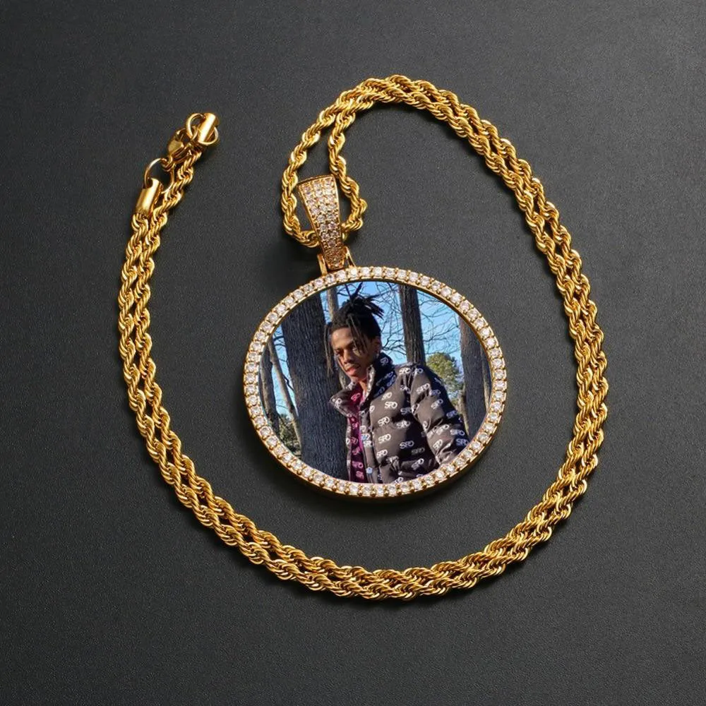 Custom Photo Medallion Necklace For Men and Women With Micro Nano Cz Stone