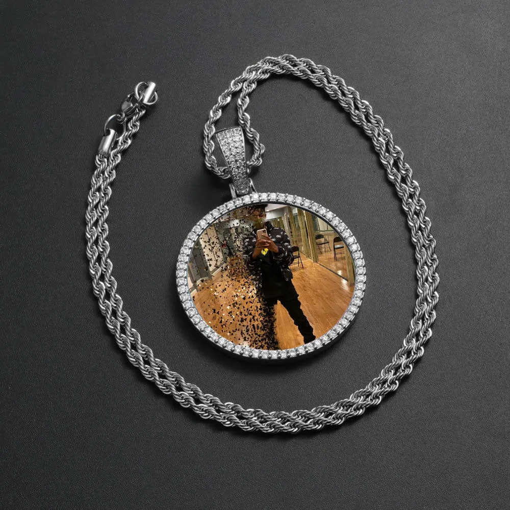 Custom Photo Medallion Necklace For Men and Women With Micro Nano Cz Stone